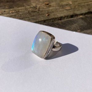 Large Moonstone & Sterling Silver Ring 5.5